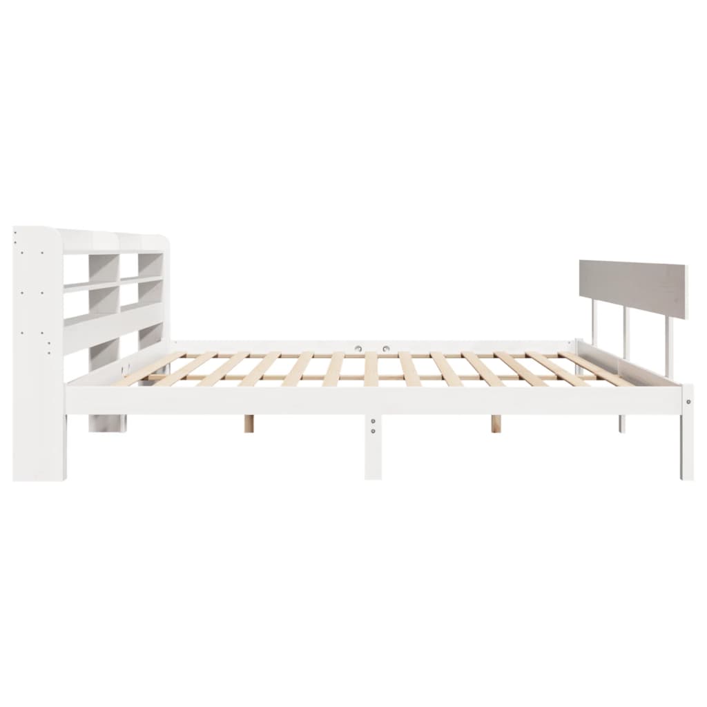 Bed Frame without Mattress White 200x200 cm Solid Wood Pine